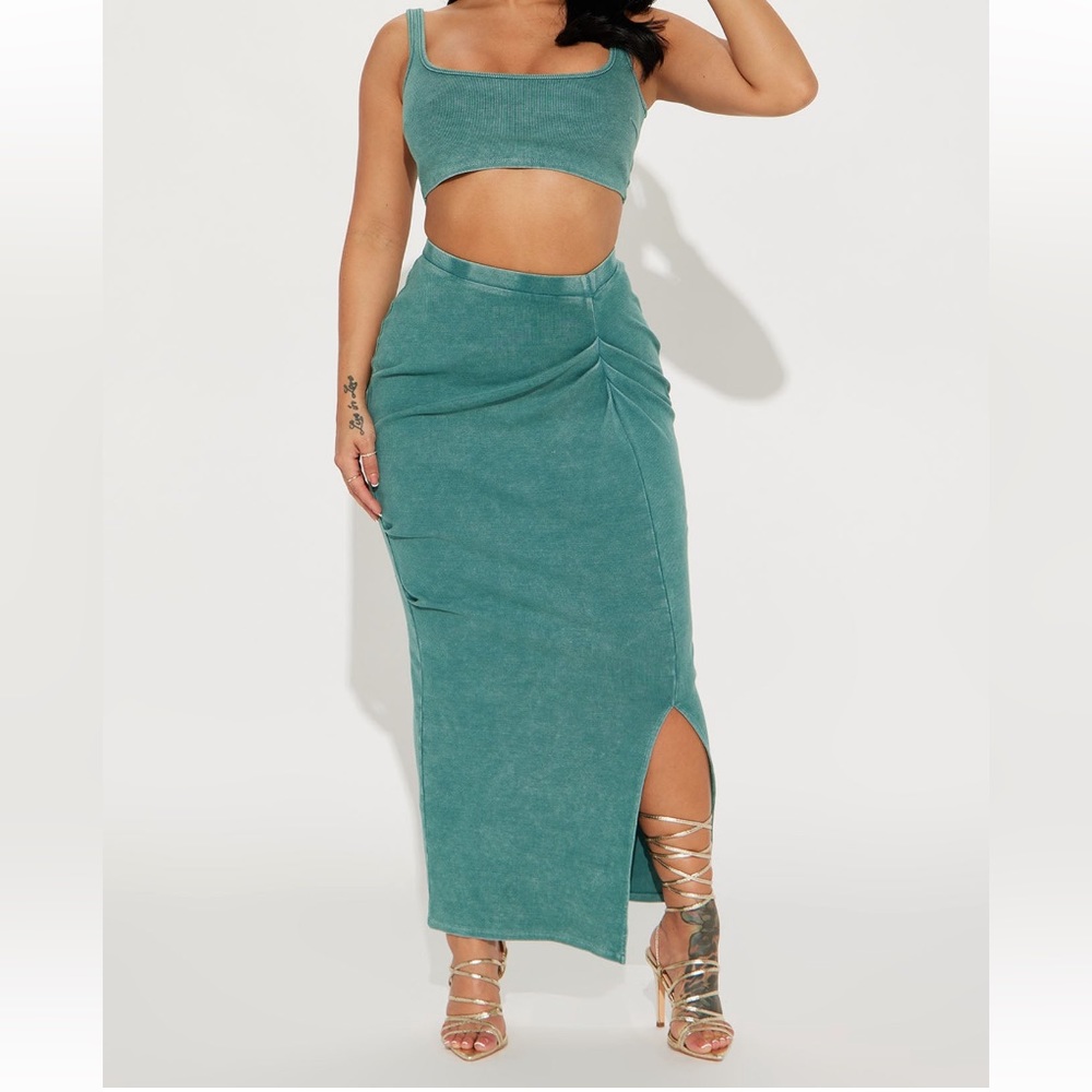 Fashion Nova* Skai Ribbed Skirt Set - Jade